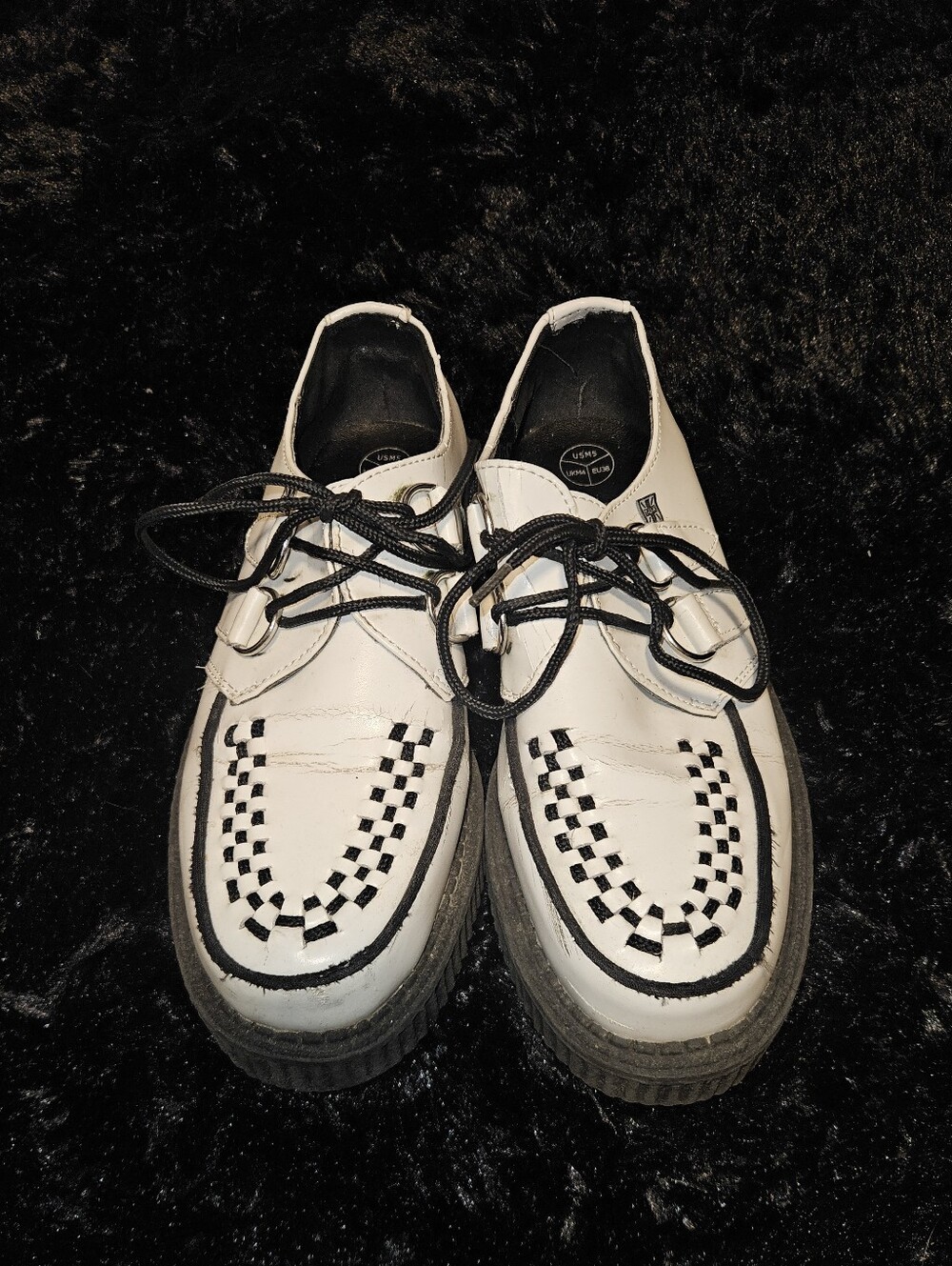TUK White Leather Creepers